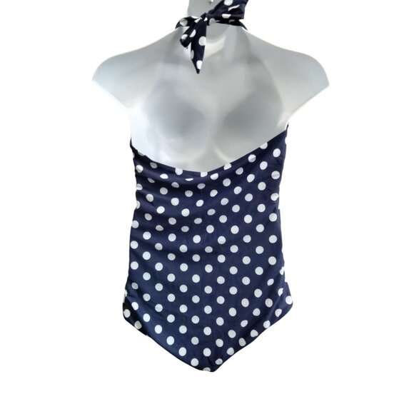 Sweetheart Neckline Halter Design Tummy Control Polka Dot One-Piece Swimsuit 20 - Picture 4 of 8